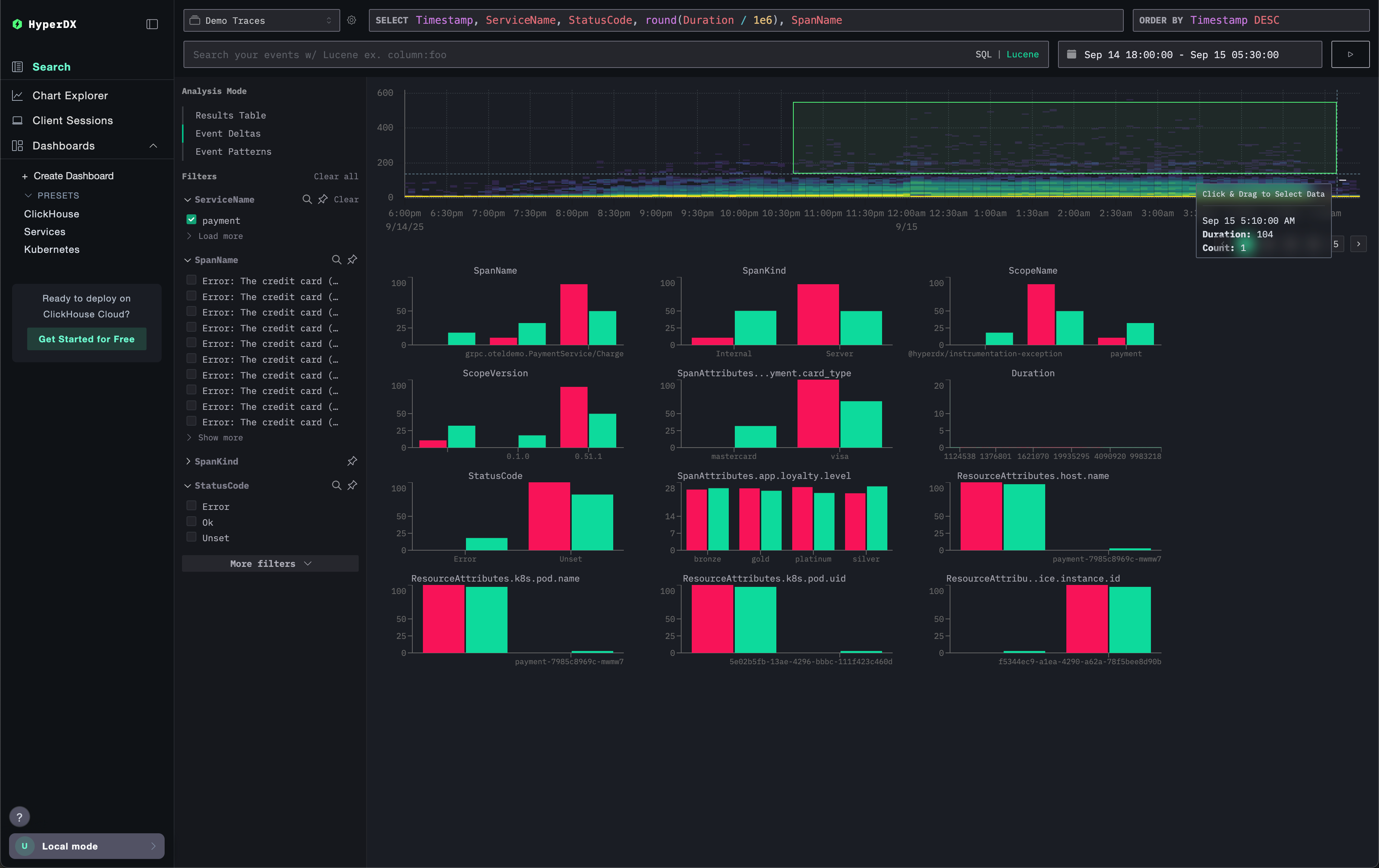 Разделение Event deltas