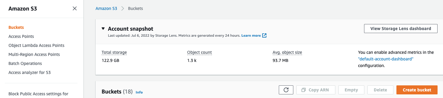 Запуск процесса создания S3 бакета